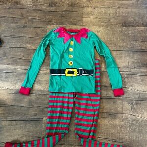 Kids Elf Pajamas - Green and Red